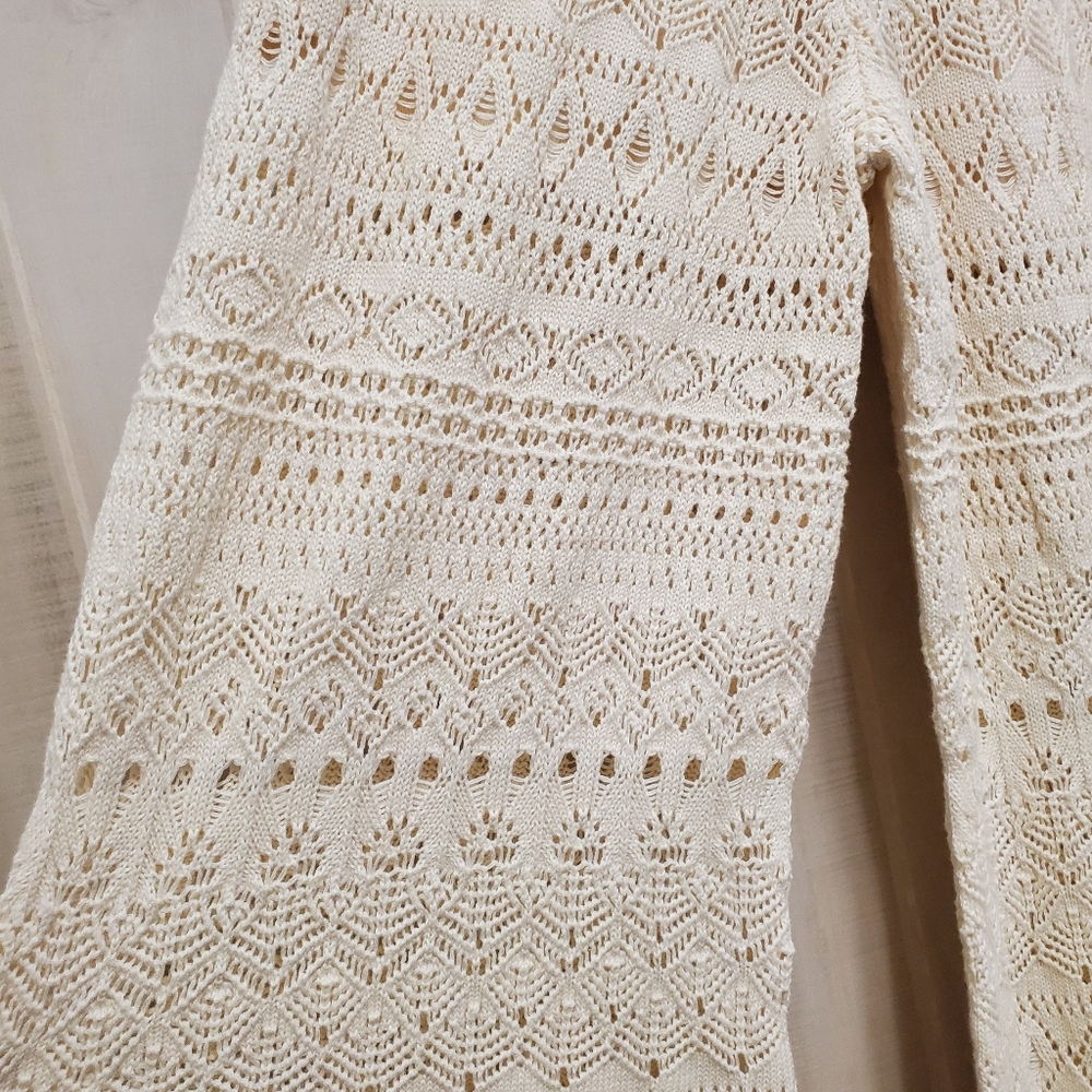 NWT Miou Muse Crochet Pants SOFT Knit Eyelet Neutral Ivory - Picture 6 of 14